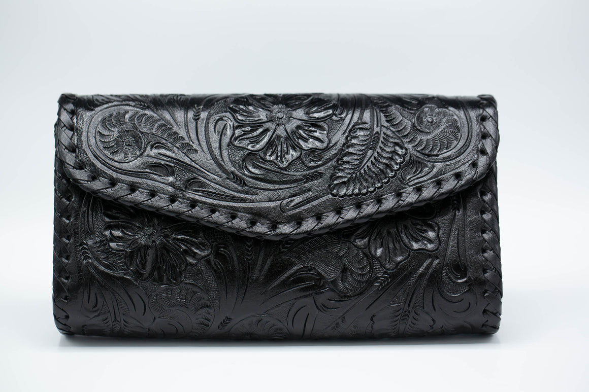 Tooled Leather Billfold / Bag