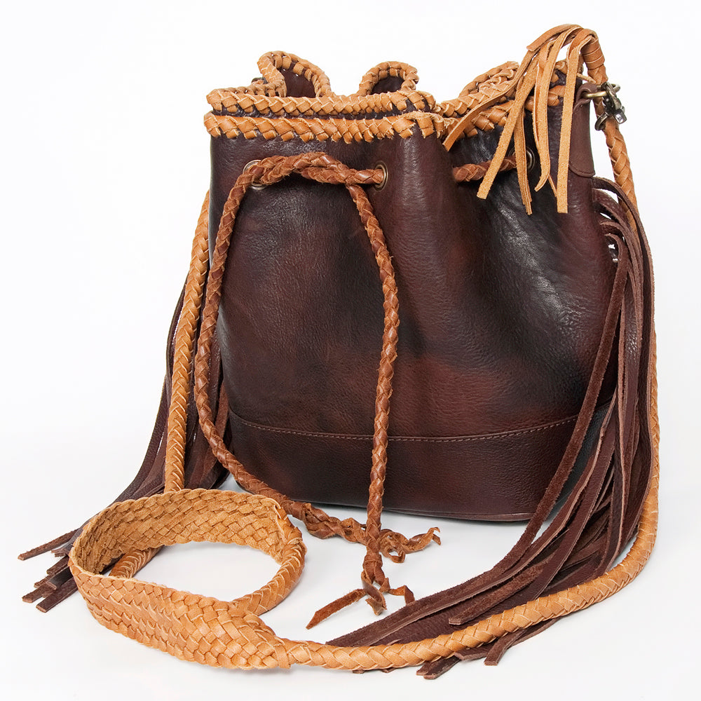 AD Brown Leather Bucket Bag