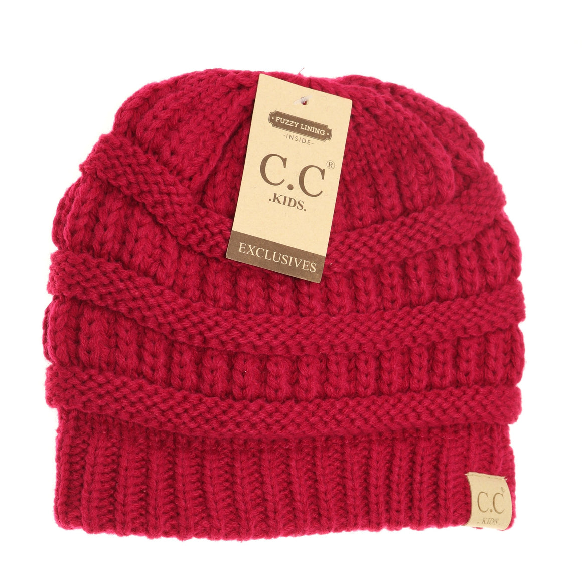 CC Beanie Kids Solid Fuzzy Lined Beanie