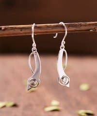 Sterling Silver Curved Swirl Drop Earrings