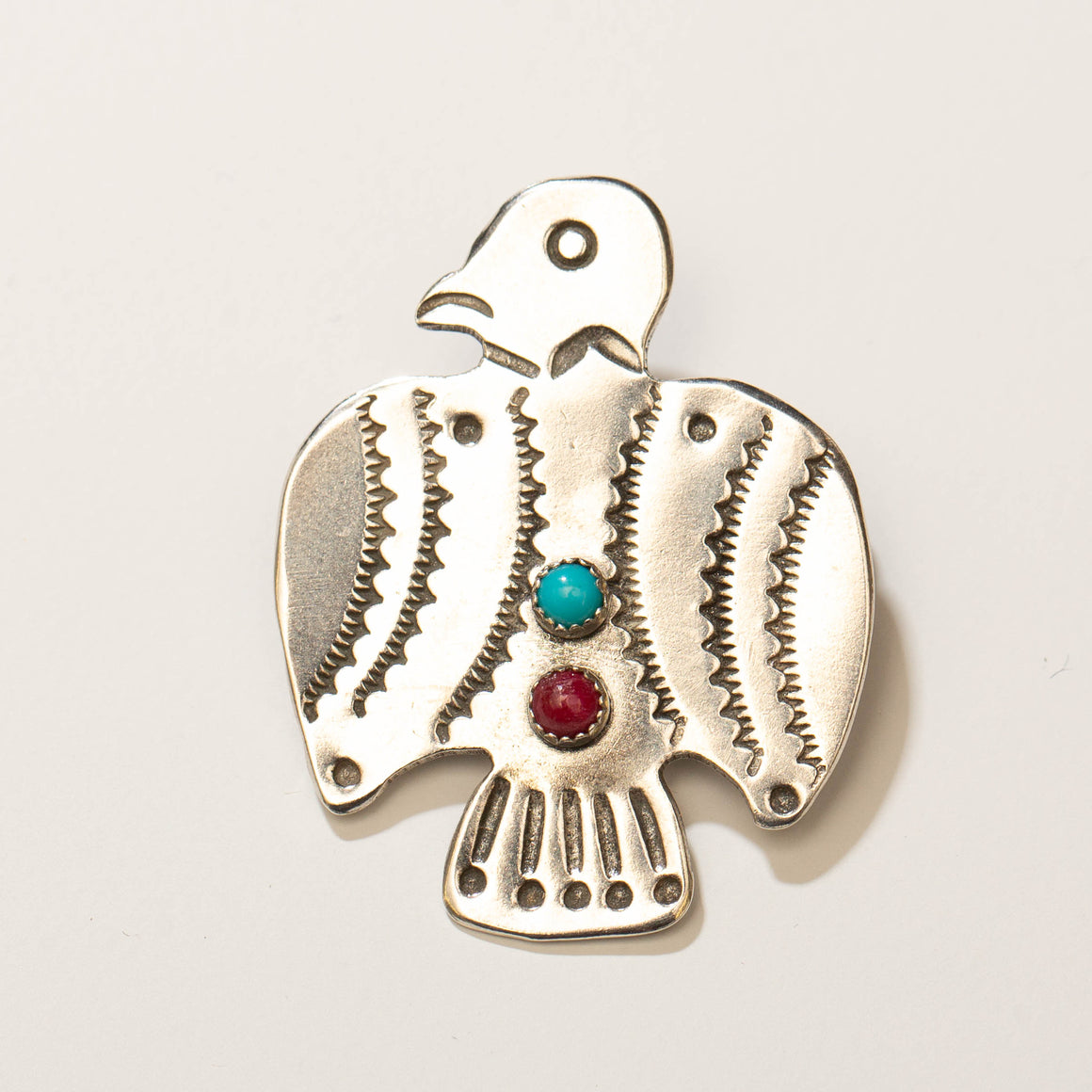 Sterling Silver with Turquoise & Coral Hat Pin