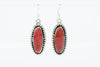 Sterling Silver Apple Coral Long Oval Earrings