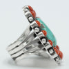 SW Sterling Silver Turquoise and Coral Ring