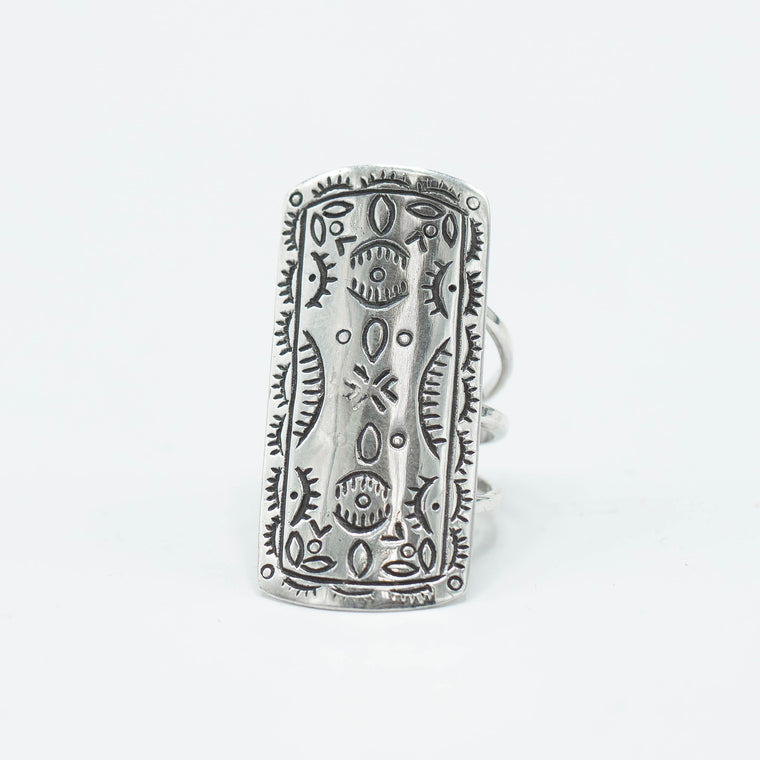 SW Sterling Silver Rectangular Stamped Ring