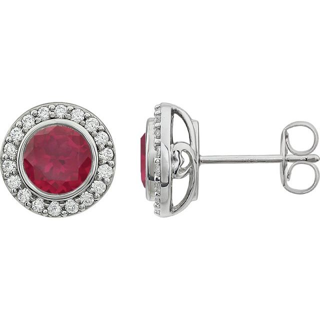 Sterling Silver Red Cubic Zirconia Earring