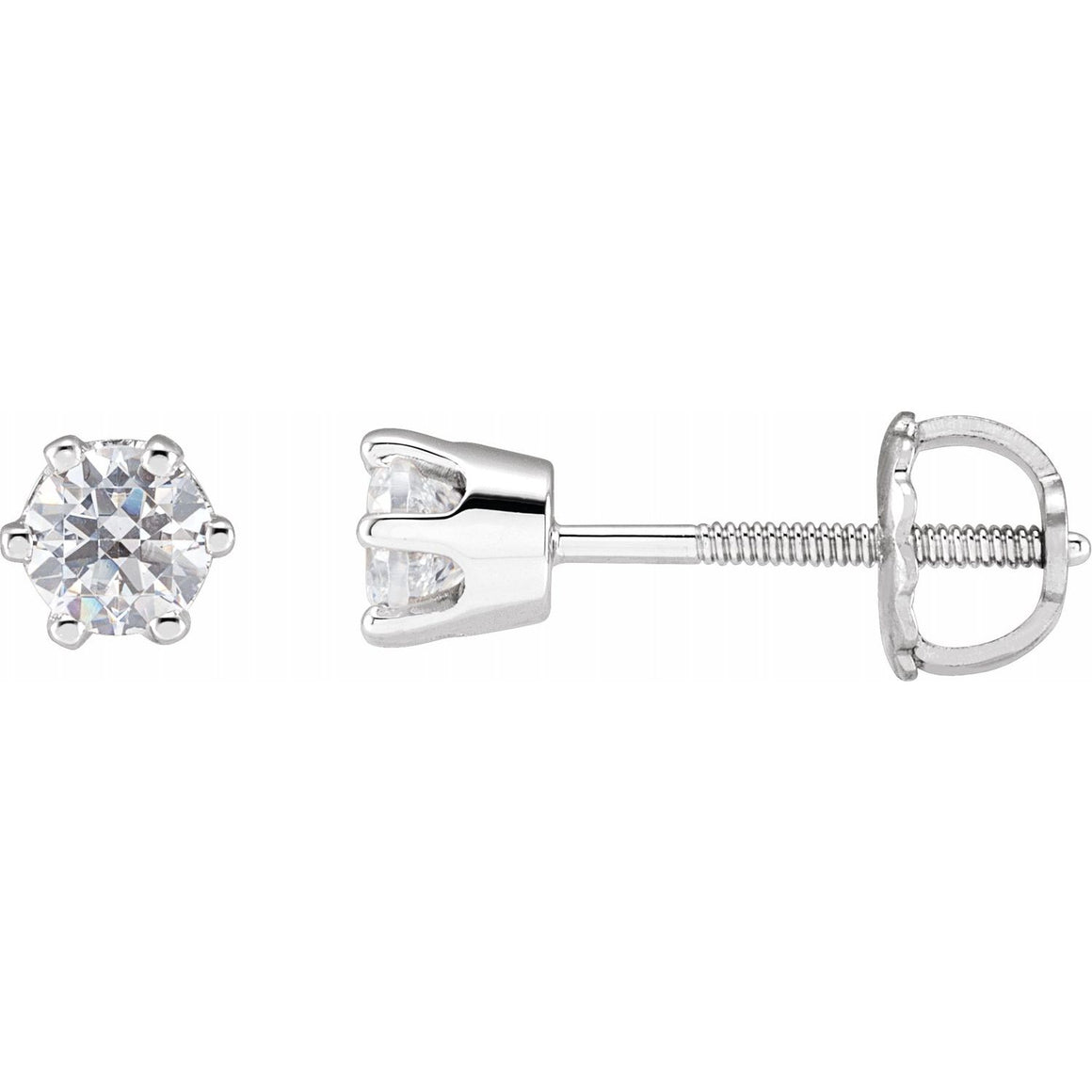 14KW White Gold Round Cubic Zirconia Stud Earrings